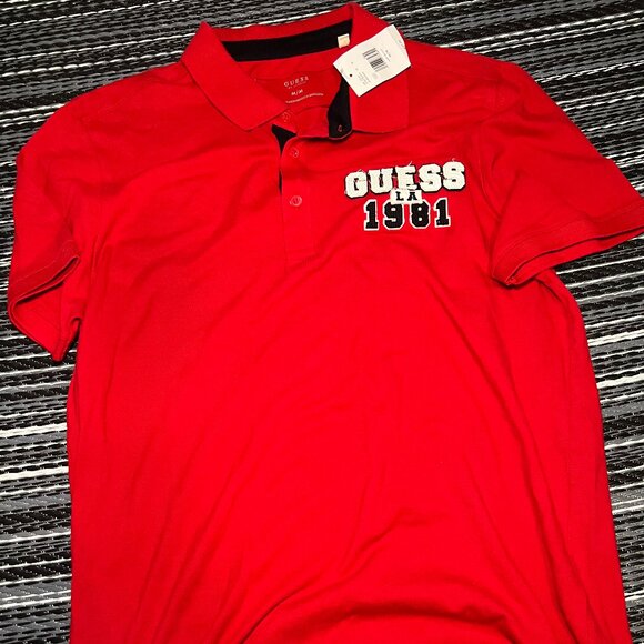 guess 1981 LA red polo shirt mens size medium - Picture 1 of 3